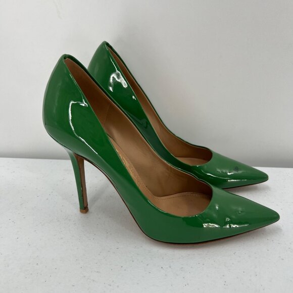 Salvatore Ferragamo Women Size 8B Green Patent Leather Pointed Toe High Heels - Picture 1 of 16